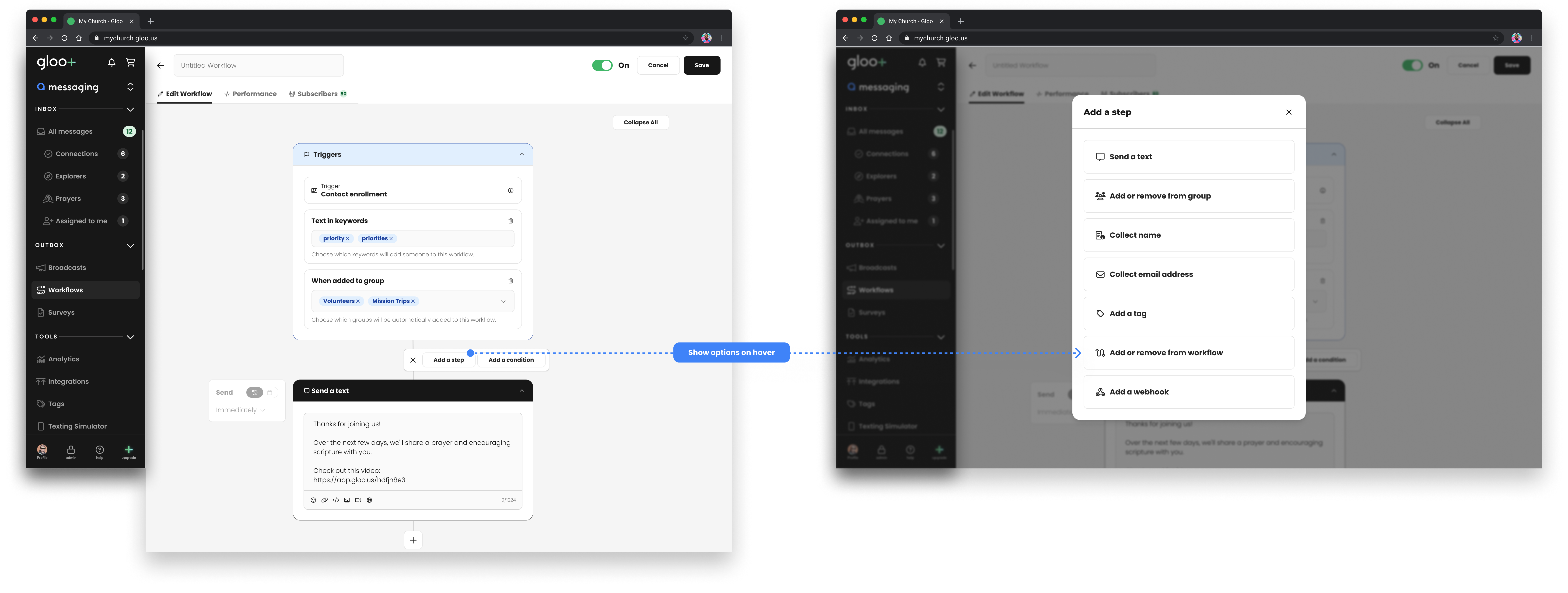 screenshot of Gloo Messaging